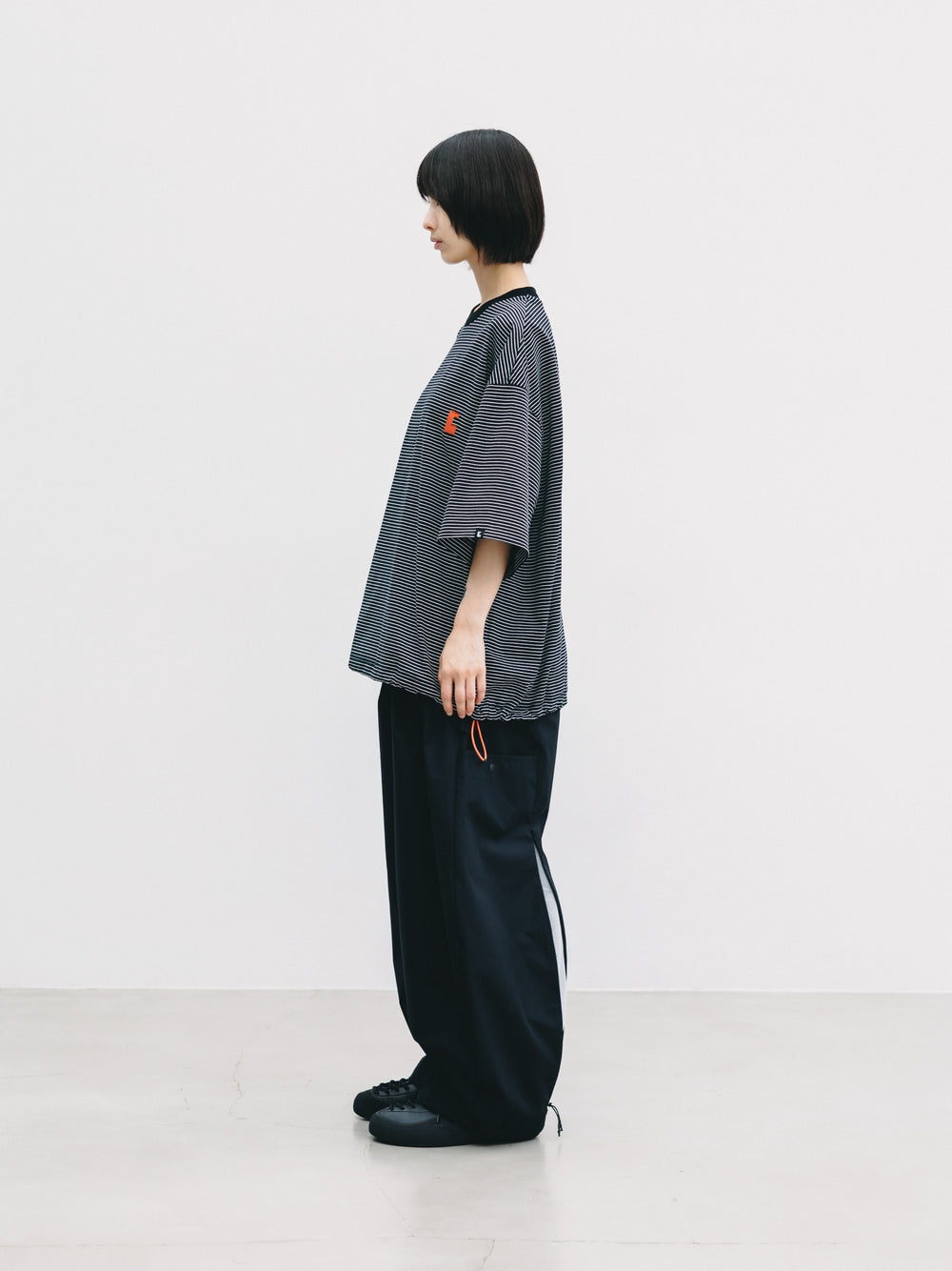 CLESSTE / 'C x Concept' Striped S/S T-Shirt With Drawstrings (Black x White)