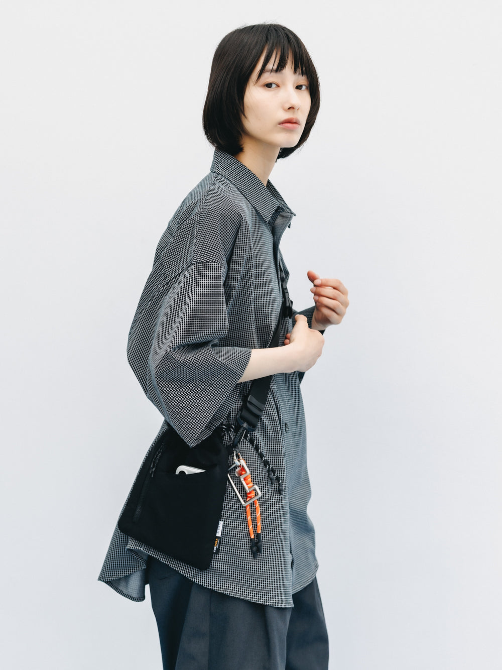 CLESSTE / Mini Grid Check 36G Knit Everyday S/S Shirt (Black x White)