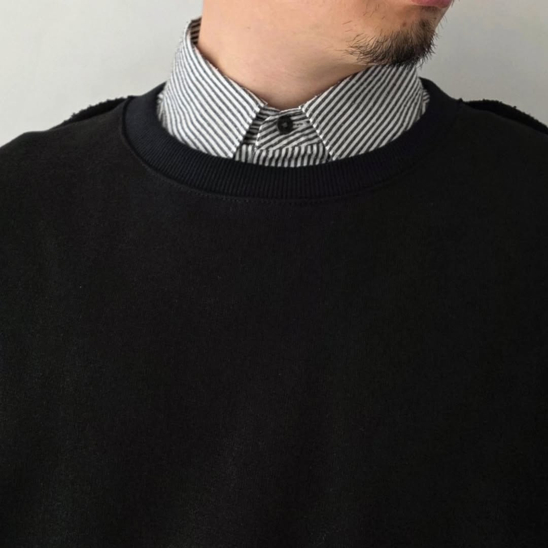 DISCOVERED / Playcard Crochet Sleeve Sweat (Black)