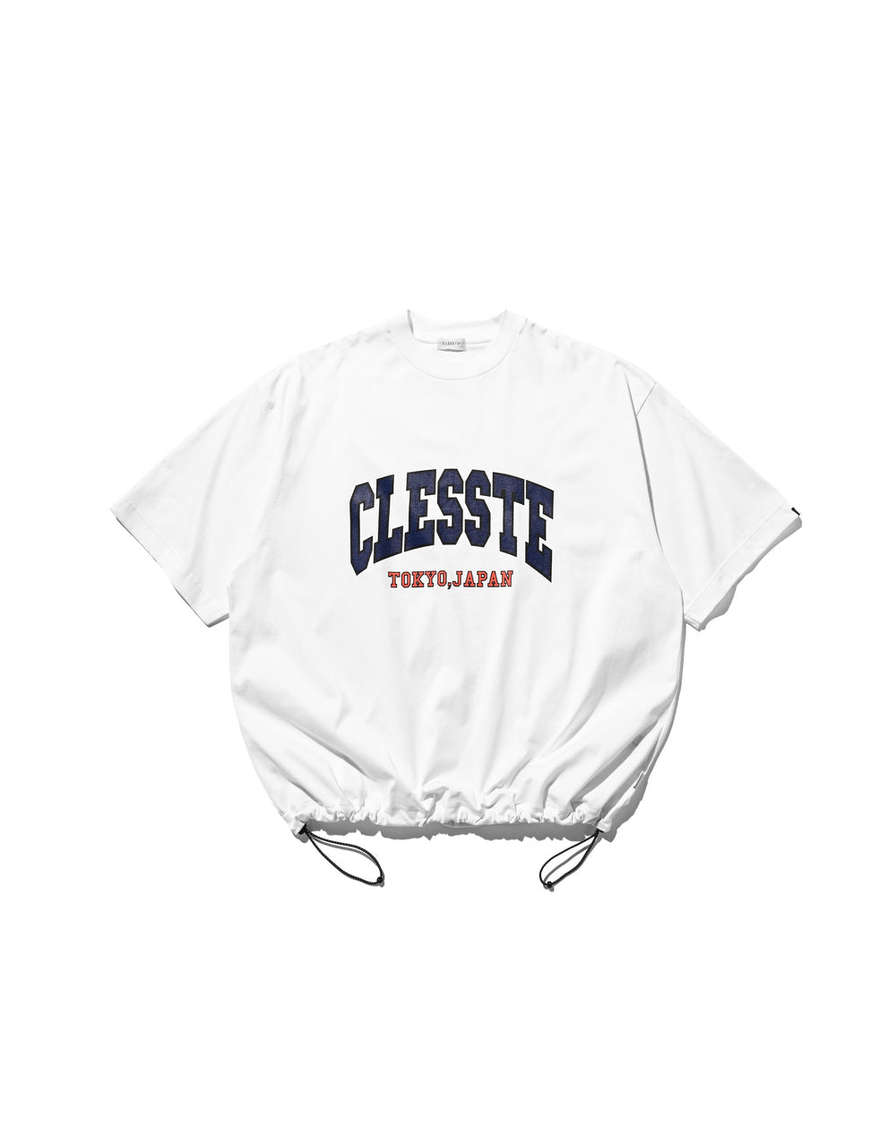 CLESSTE / College Logo Print Massive T-Shirt With Drawstrings (White)