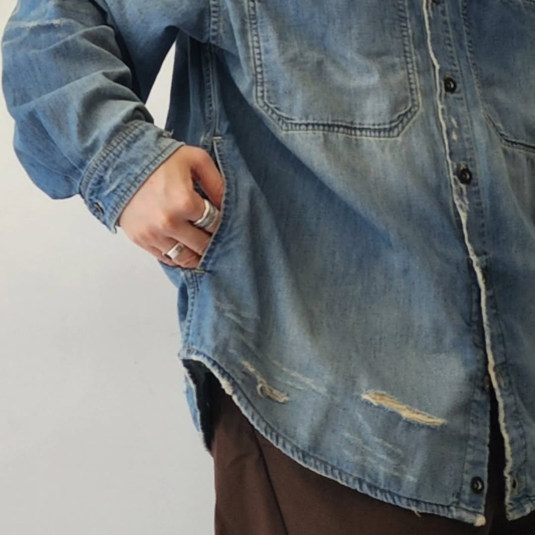 THE JEAN PIERRE / Grunge Denim Shirt (Vintage Blue)