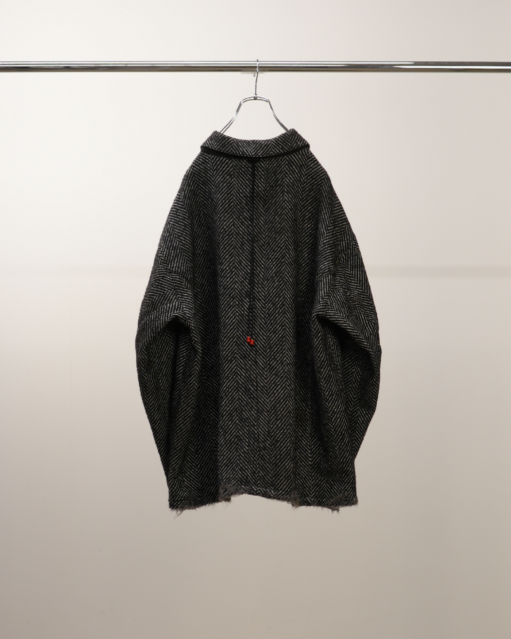 ANCELLM / Damage Wool Herringbone Coverall (White x Black)