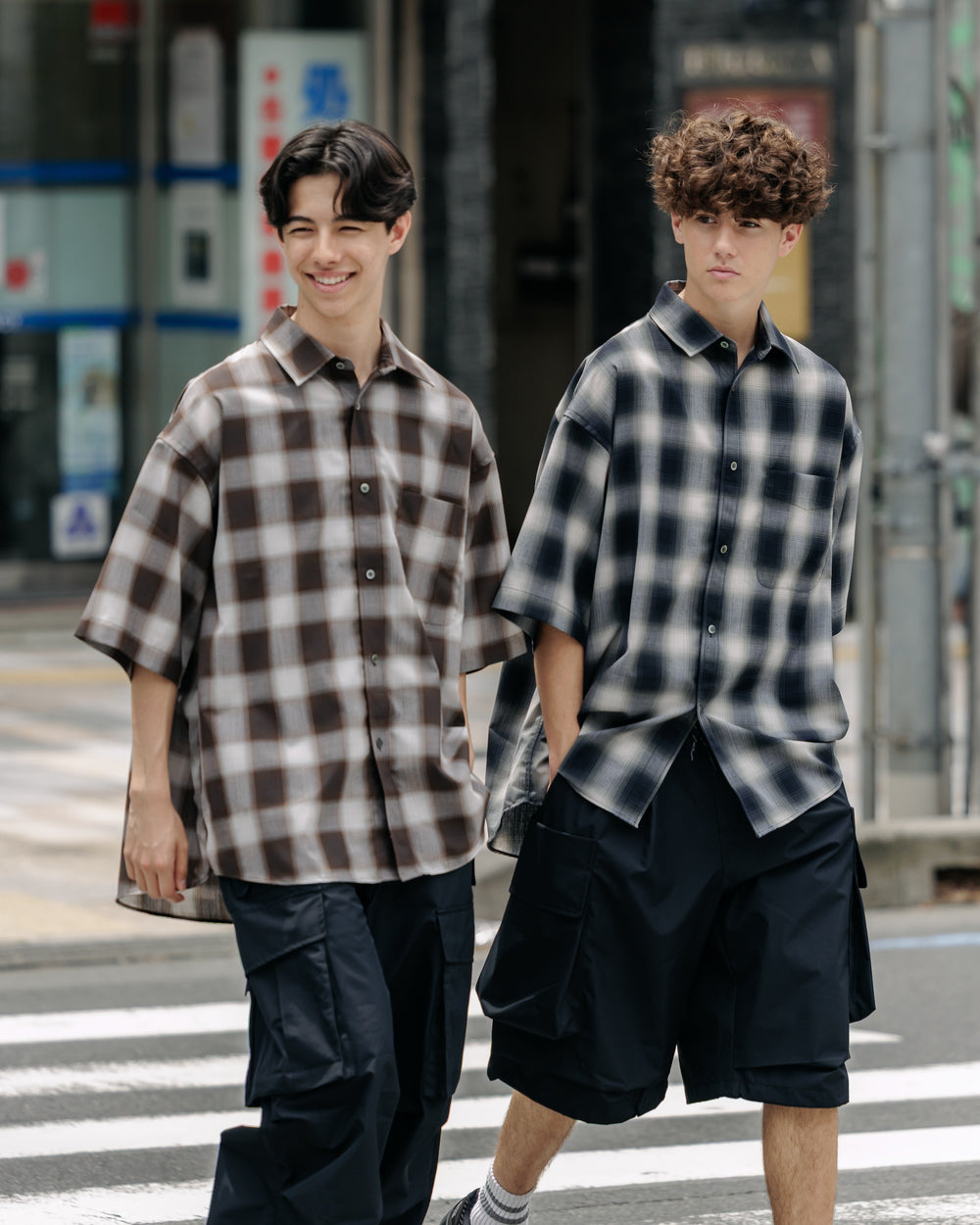 CLESSTE / Ombre Check Classic City S/S Shirt (Brown)