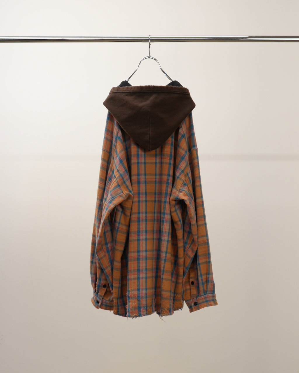 ANCELLM / Nel Check Hoodie Shirt (Camel)