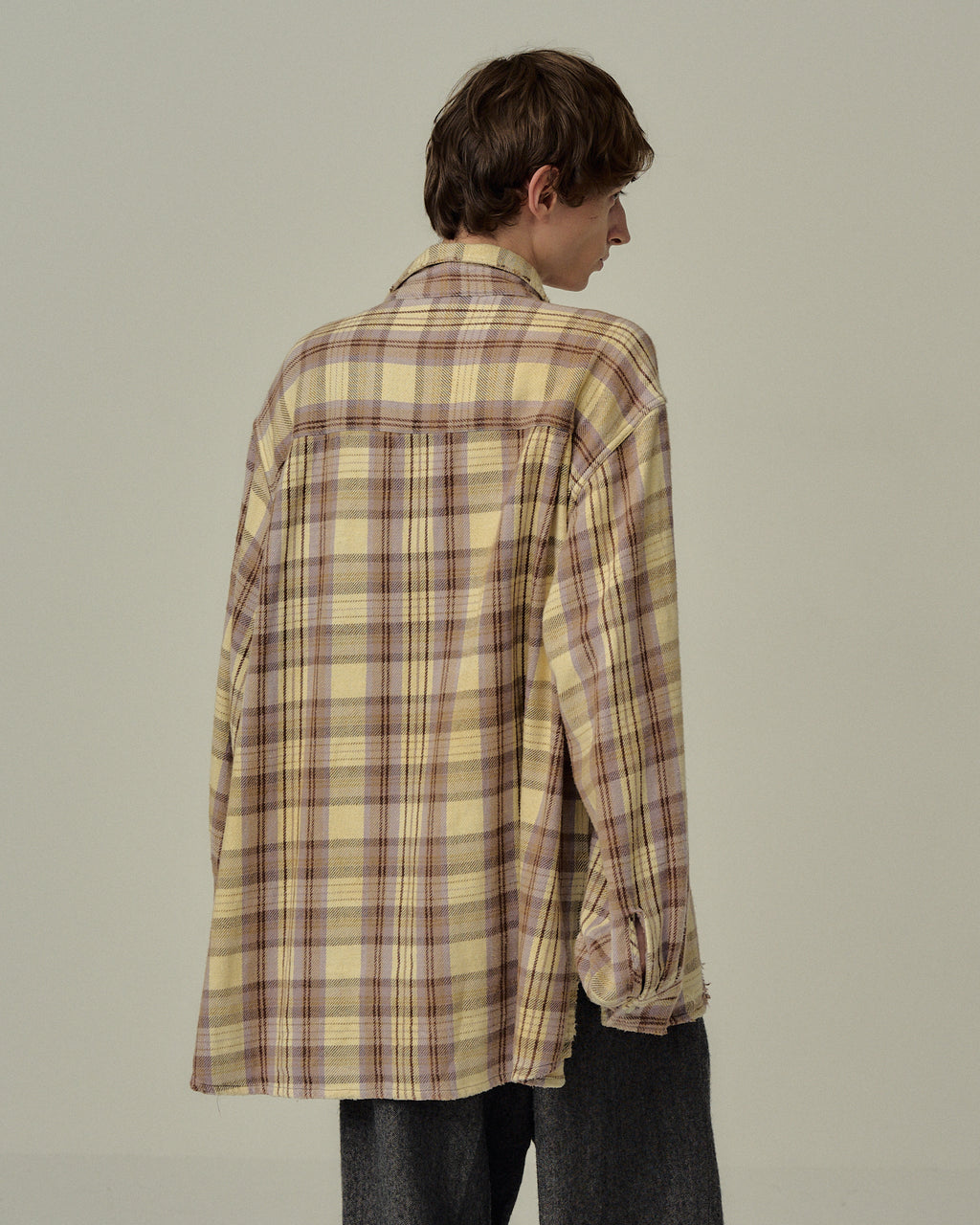 ANCELLM / Nel Check Over Work Shirt (Ivory)