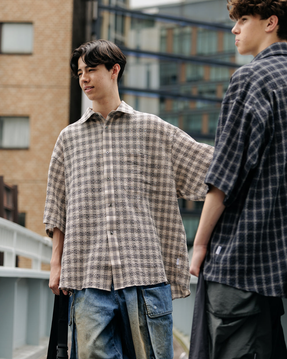 CLESSTE / Plaid Sucker Classic City S/S Shirt (Beige)
