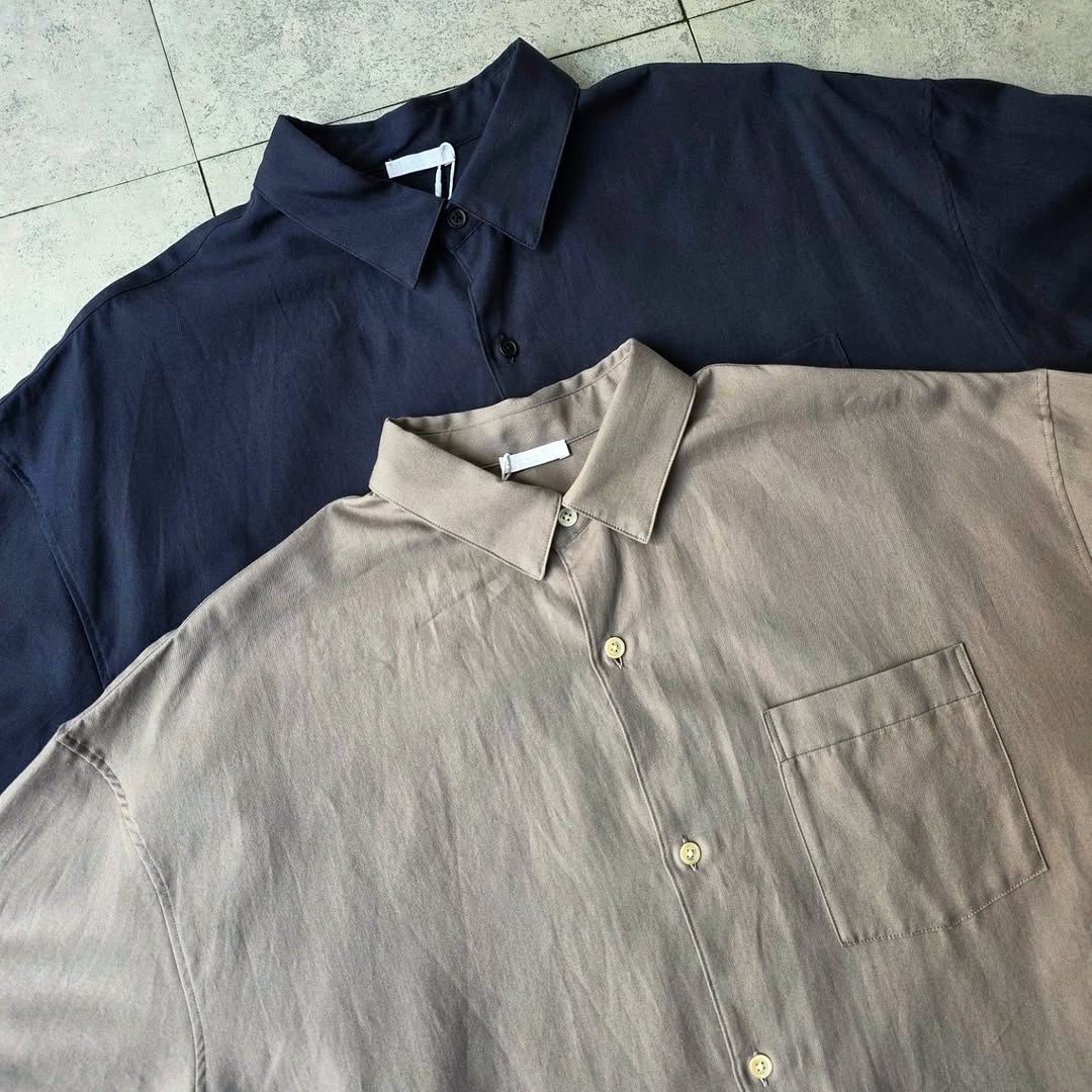 BLANC YM / Soft Oxford Half Shirts (Navy)