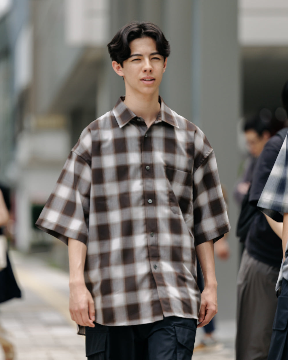CLESSTE / Ombre Check Classic City S/S Shirt (Brown)