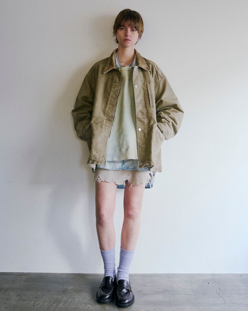 ANCELLM / Moleskin Work Jacket (Beige)