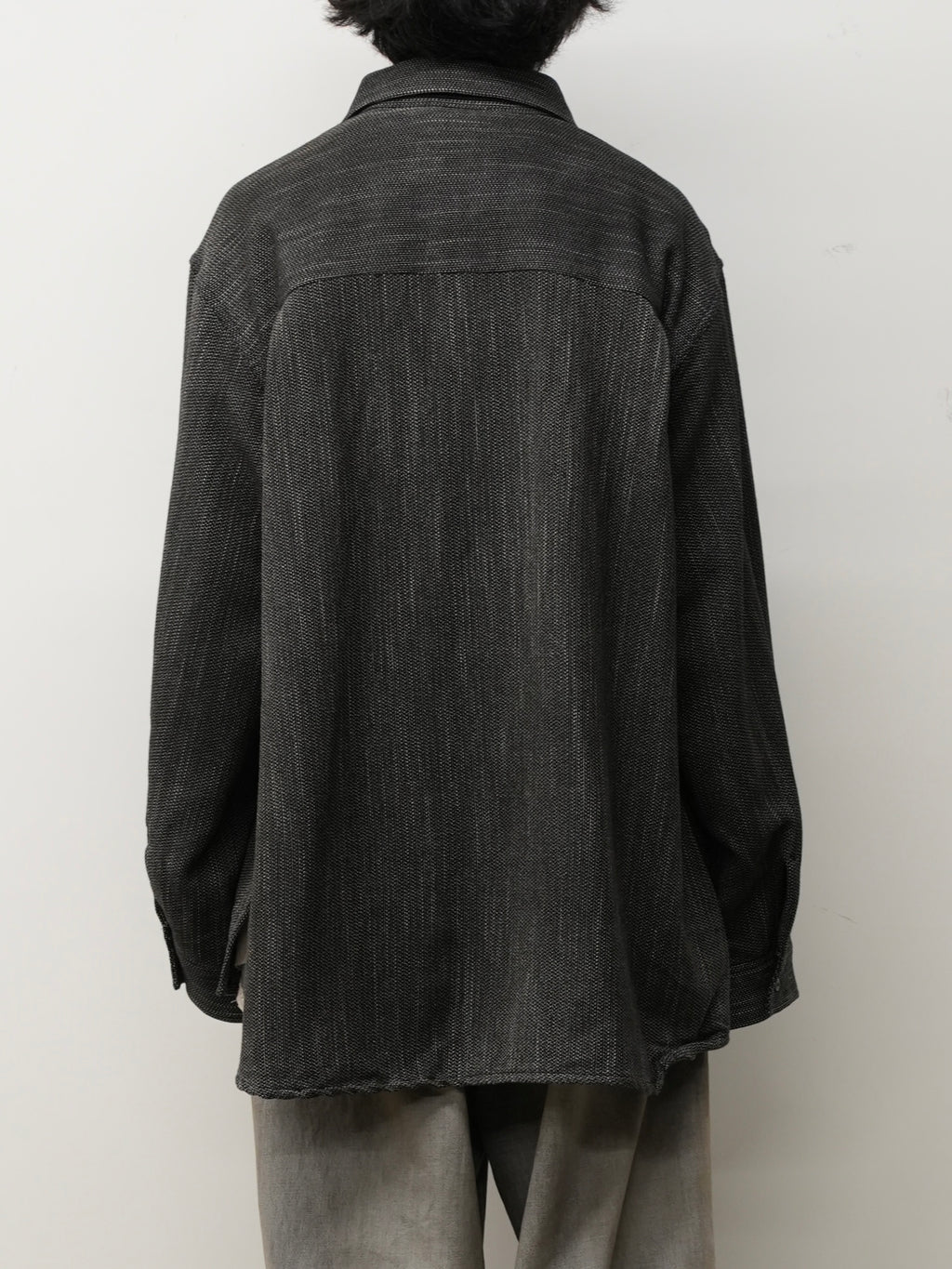 ANCELLM / Melange Wool Over Work Shirt (Black)