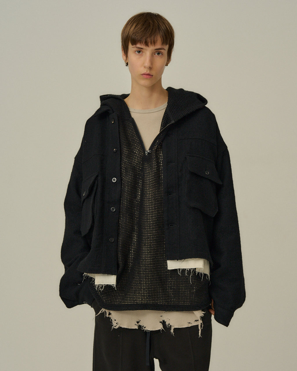 ANCELLM / Shrink Wool Layering Jacket