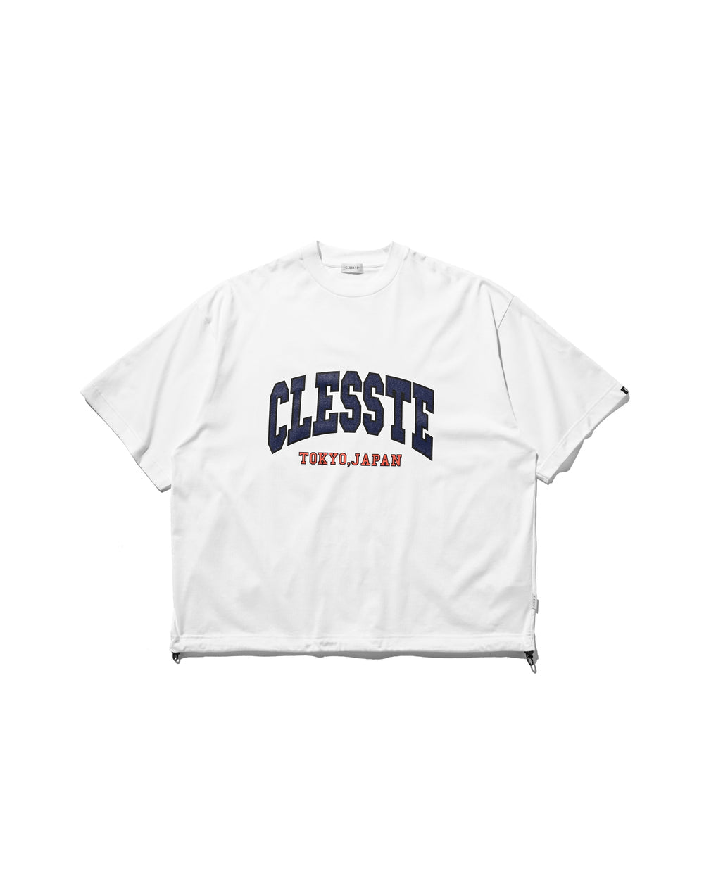 CLESSTE / College Logo Print Massive T-Shirt With Drawstrings (White)