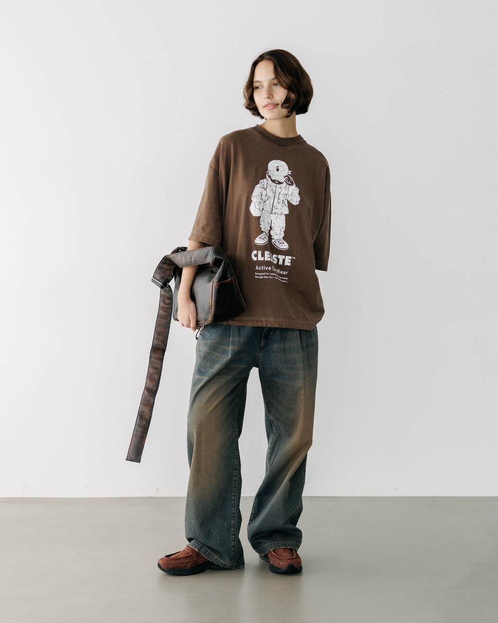 CLESSTE / Vintage Dyed Selvedge Denim Wide Pants (Vintage Brown)