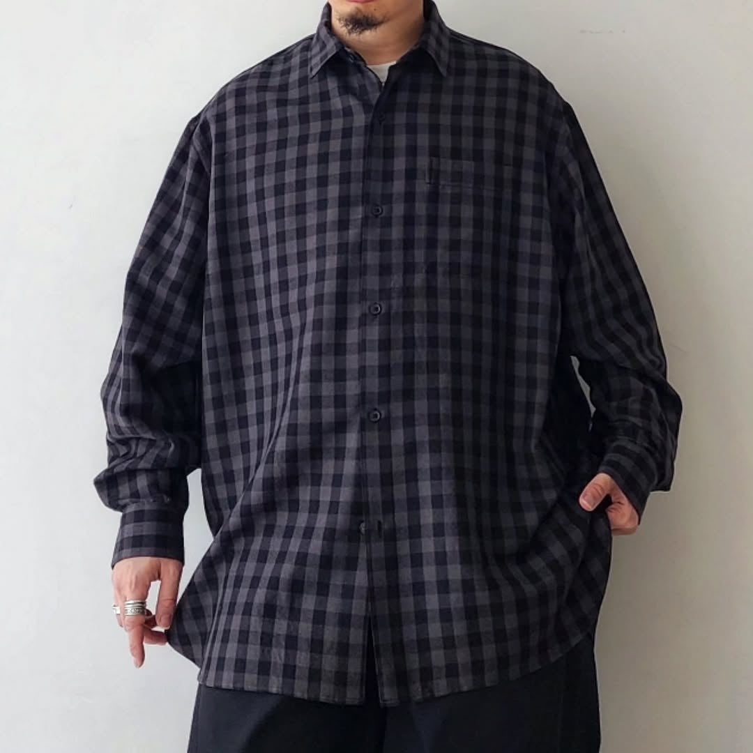 BLANC YM / Silk Plaid Wide Shirts