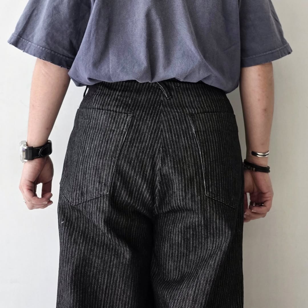 SABY / Tuck Baggy Type 2 - Stripe Denim One Wash - (Black OW)