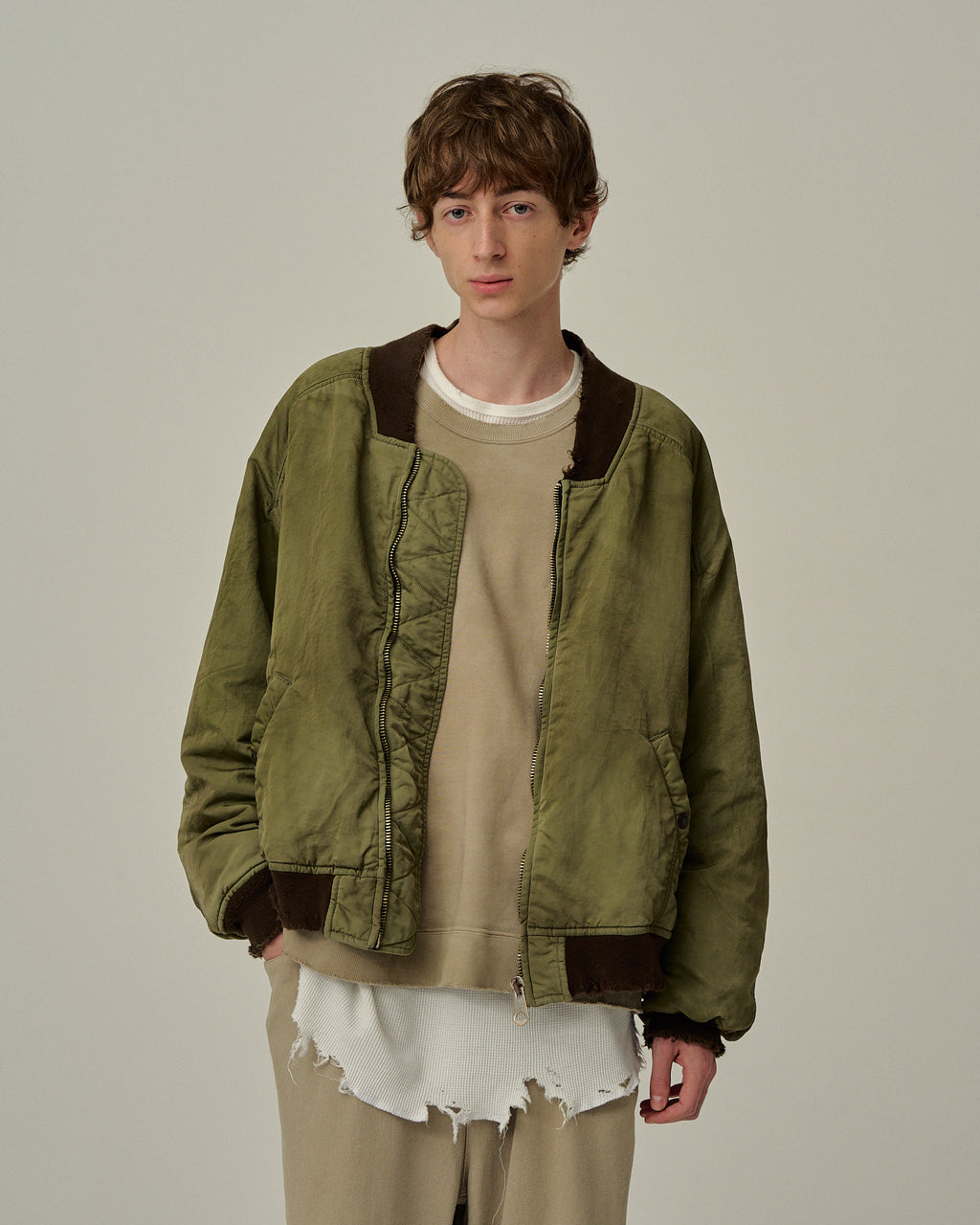 ANCELLM / Faded Bomber Jacket (Khaki)