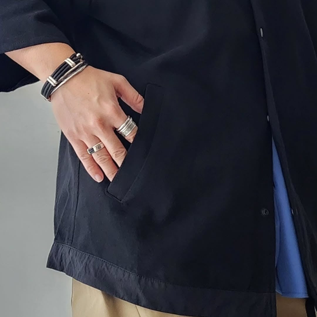 MERELY MADE / Black Merely Dobby Cotton Raglan Cape Shirts