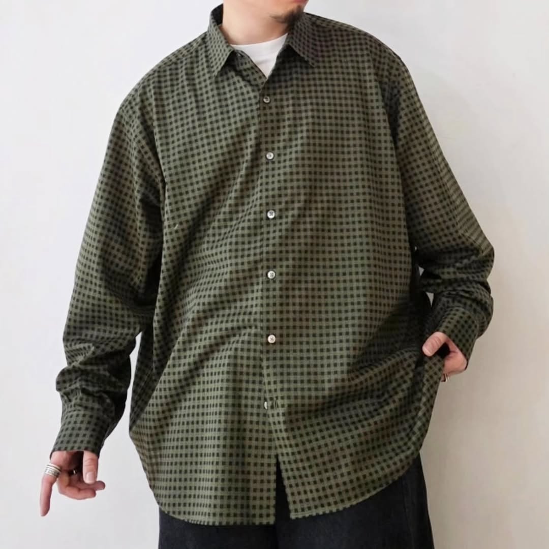 KANEMASA PHIL / 36G Atmosphere Check Shirt (Sterling Green) – Tree