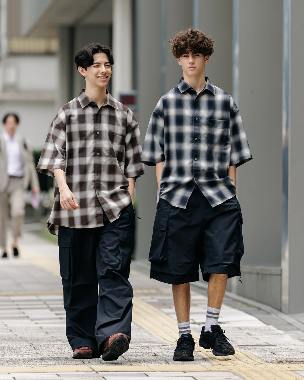 CLESSTE / Ombre Check Classic City S/S Shirt (Brown)