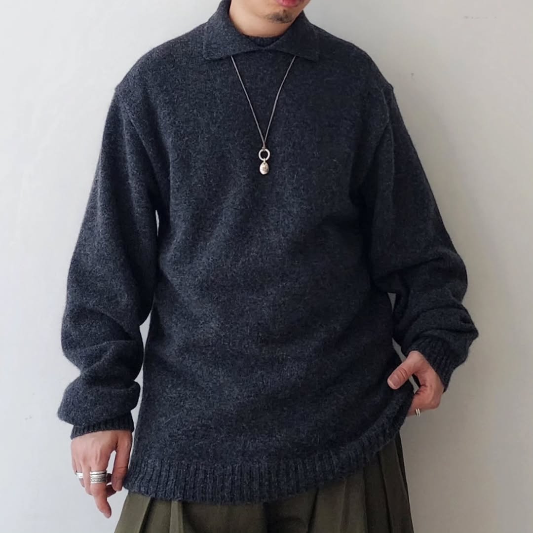 BLANC YM / Alpaca Polo Collar Knit Shirt