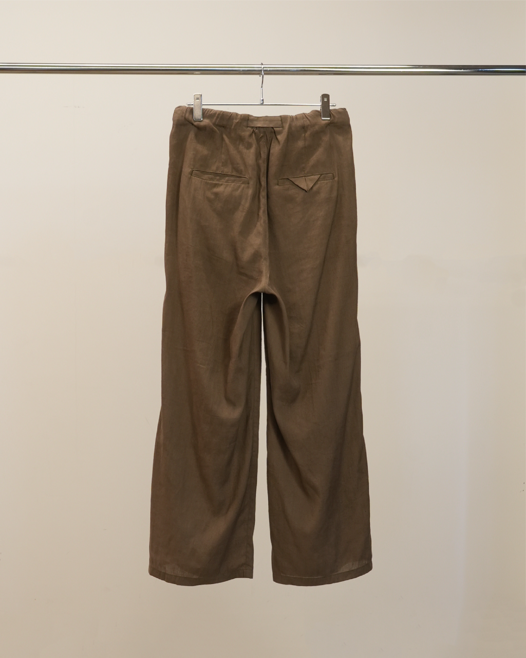 ANCELLM / Linen Poplin Belt-Less Slacks (Brown)