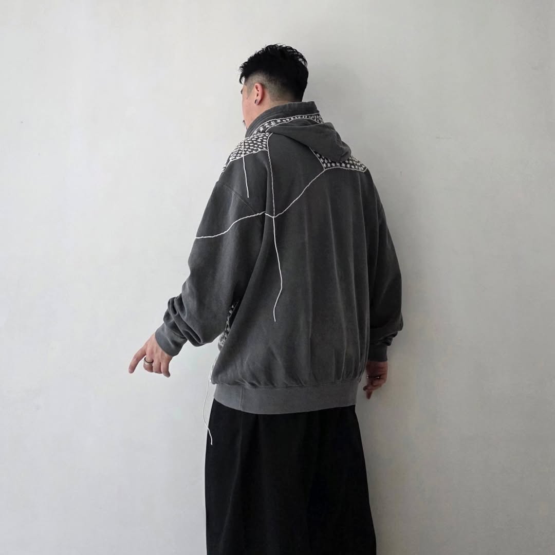DISCOVERED / Sashiko Damage Pullover Hoodie