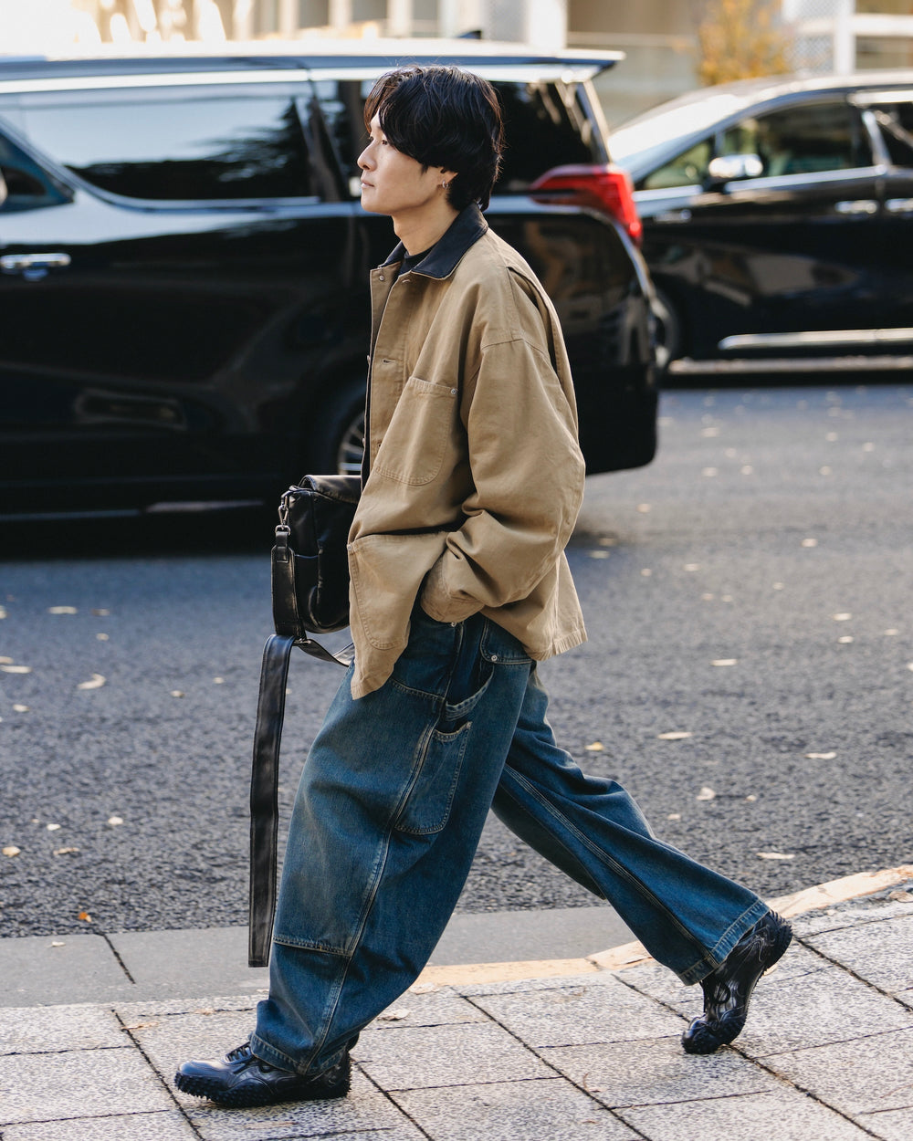 CLESSTE / Vintage Dyed Selvedge Denim Double Knee Curved Worker Pants