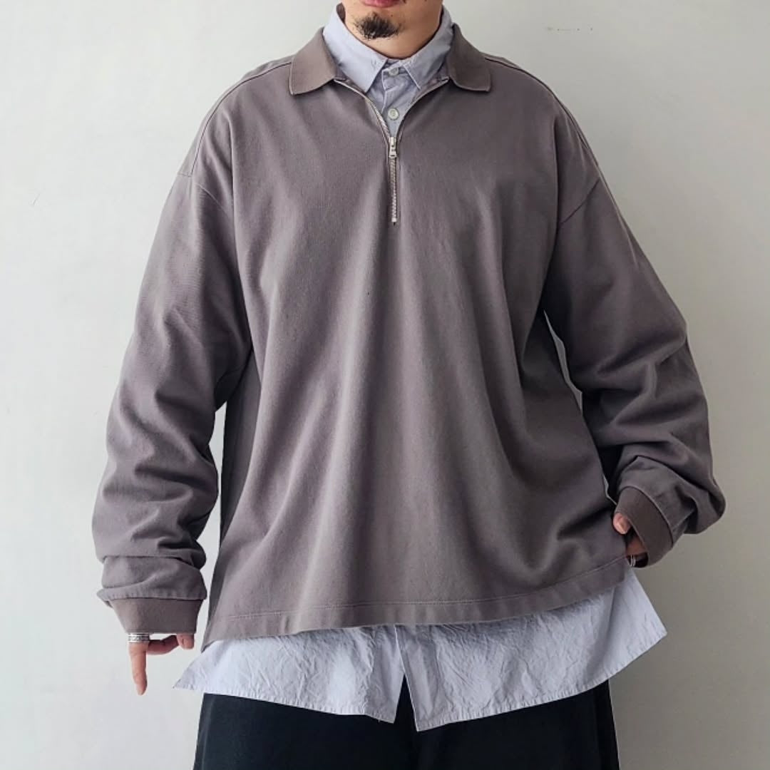 ANCELLM / Half Zip Polo LS Shirt