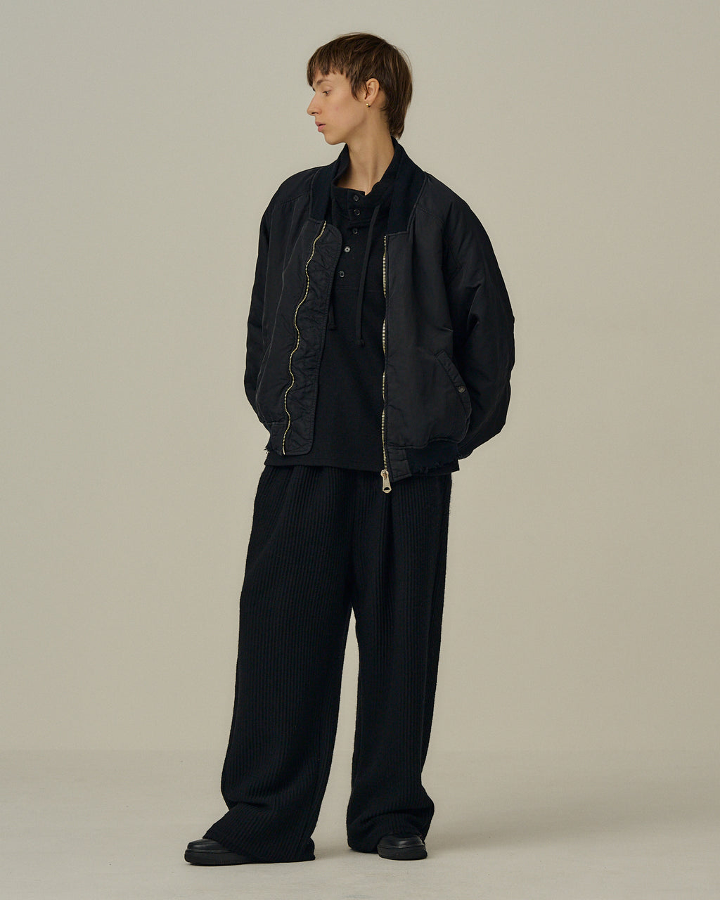 ANCELLM / Faded Bomber Jacket (Black)