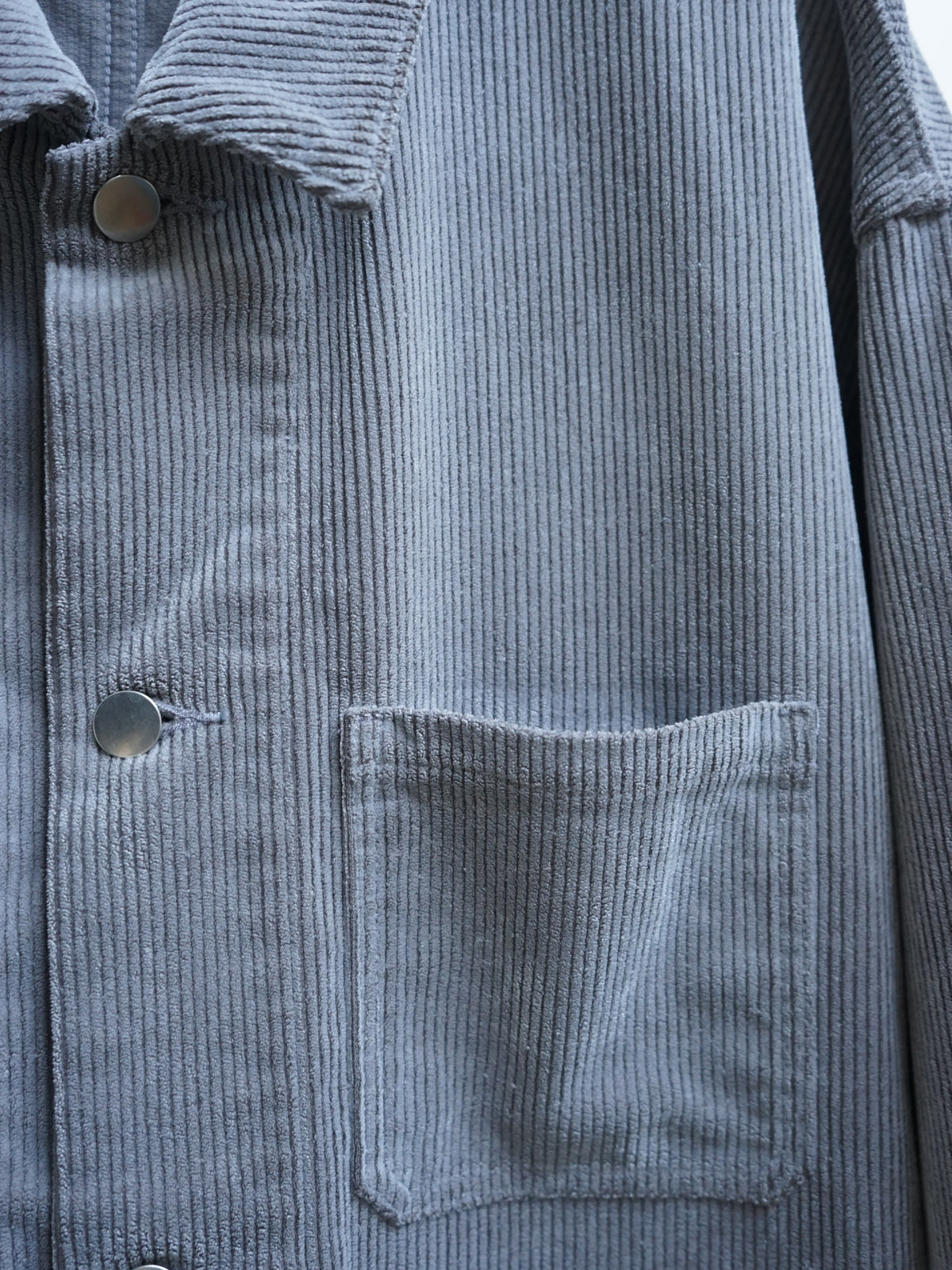 REVERBERATE / Flocky Corduroy Work Jacket (Grey x Off White)