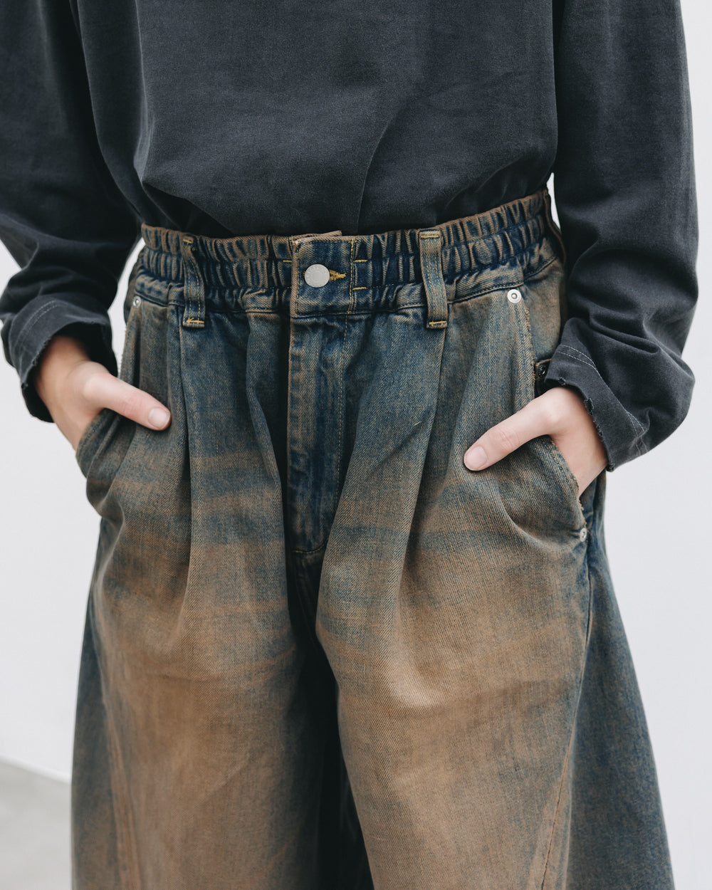 CLESSTE / Vintage Dyed Selvedge Denim Massive Twisted Pants (Vintage Brown)