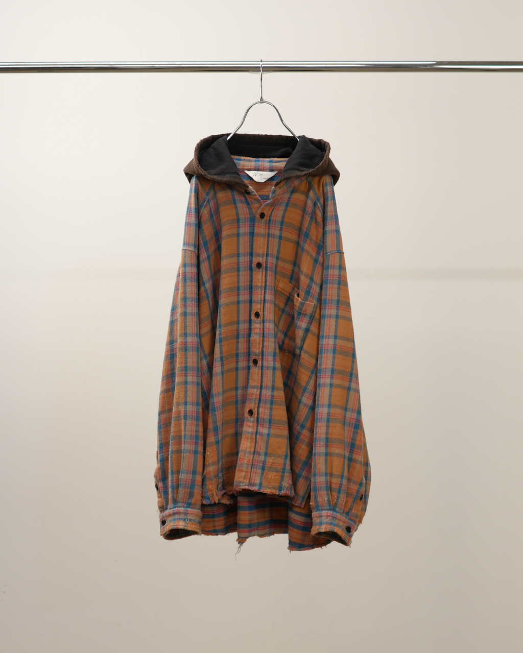 ANCELLM / Nel Check Hoodie Shirt (Camel)