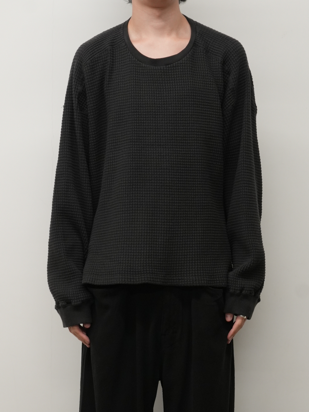 ANCELLM / Heavy Waffle Over LS (Black)