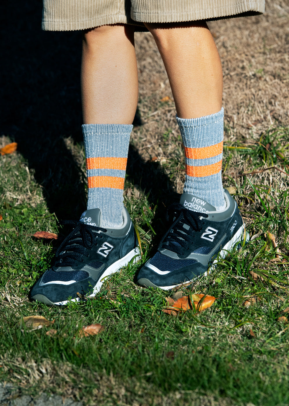 ROTOTO / Pile Stripe Marl Socks (Navy / Sea Green)