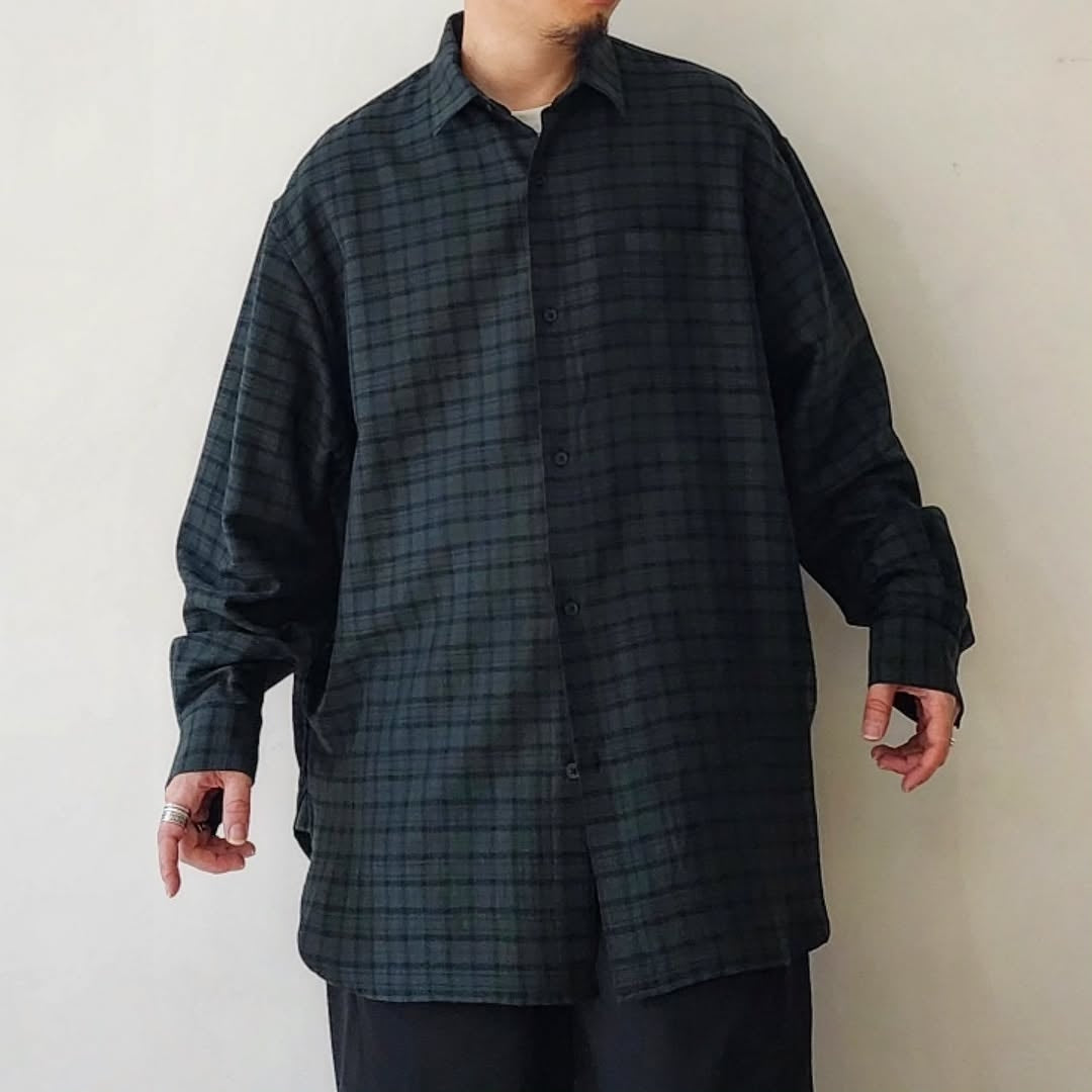 BLANC YM / Silk Plaid Wide Shirts