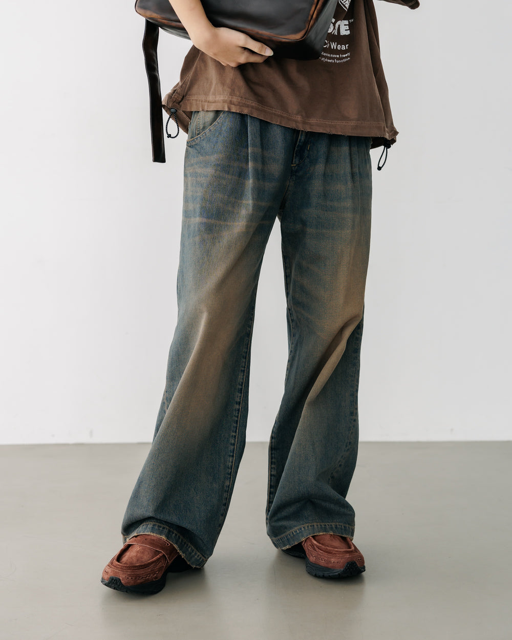 CLESSTE / Vintage Dyed Selvedge Denim Wide Pants (Vintage Brown)