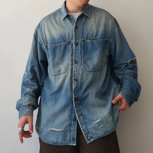 THE JEAN PIERRE / Grunge Denim Shirt (Vintage Blue)