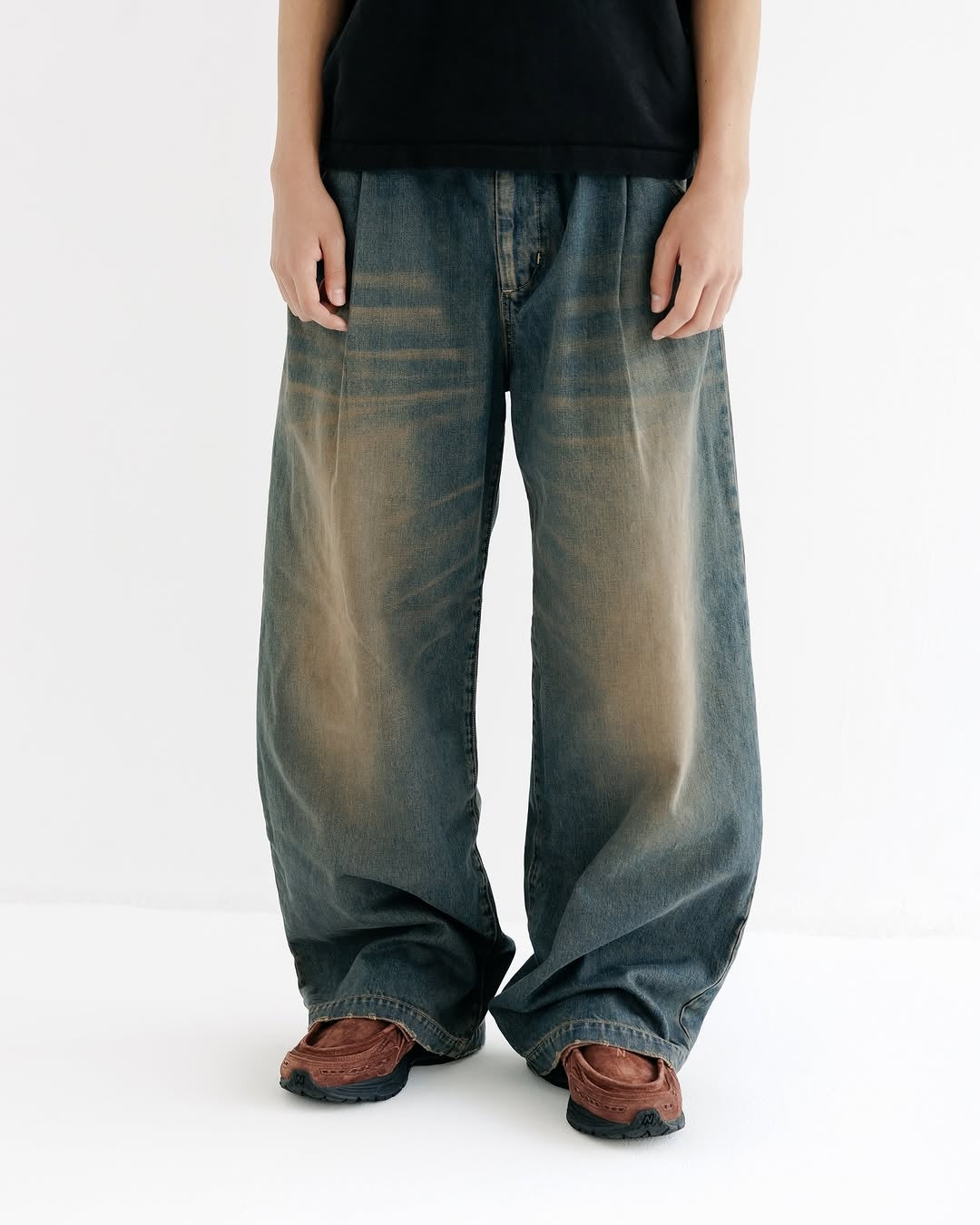 CLESSTE / Vintage Dyed Selvedge Denim Wide Pants (Vintage Brown)