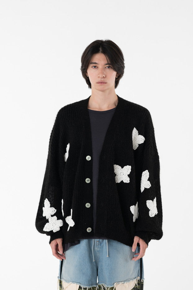 DISCOVERED / Butterfly Crochet Mohair Knit C/D (Black)