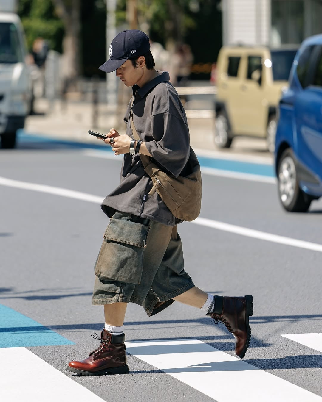 CLESSTE / Vintage Dyed Selvedge Denim City Military Half Pants (Vintage Brown)