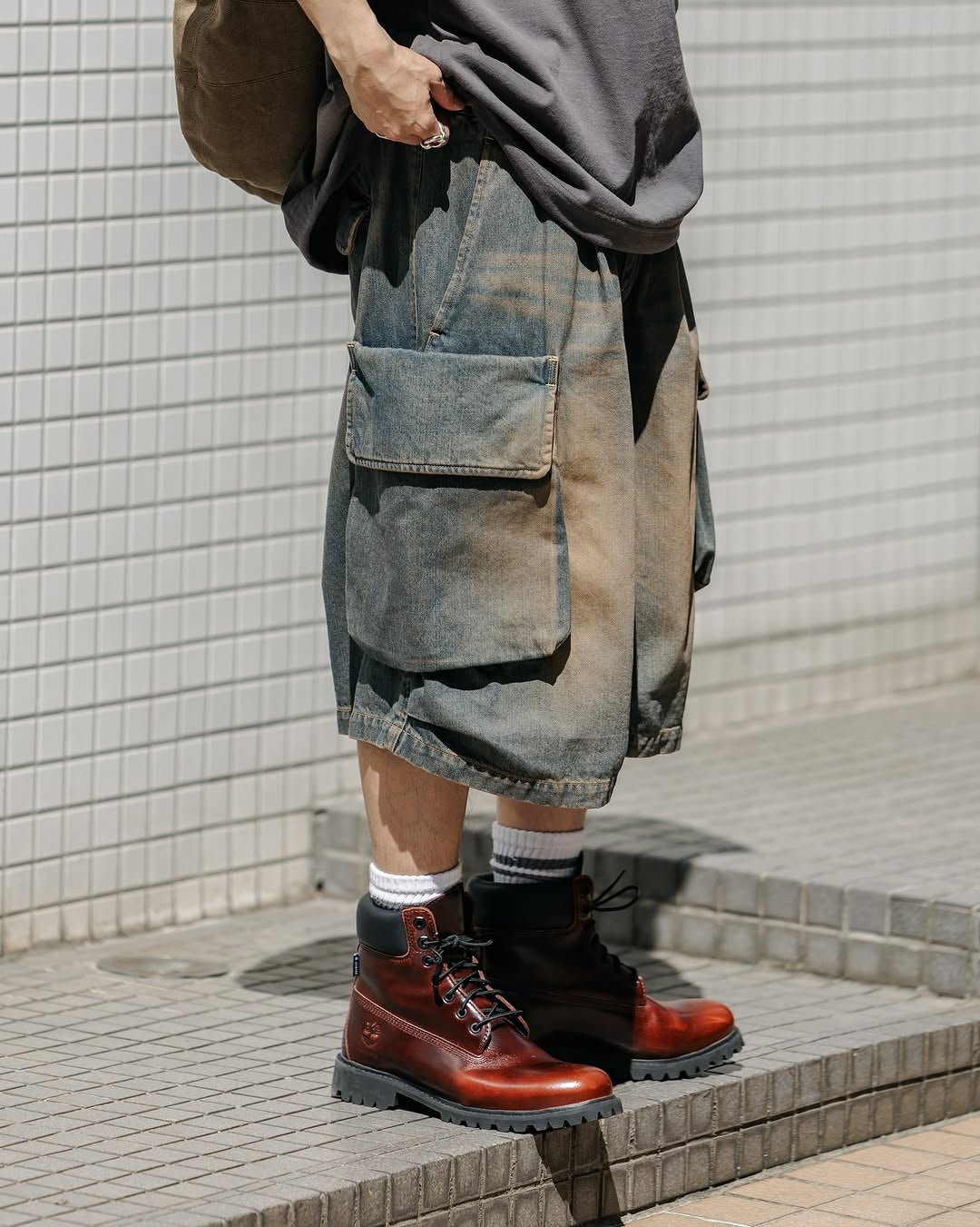 CLESSTE / Vintage Dyed Selvedge Denim City Military Half Pants (Vintage Brown)