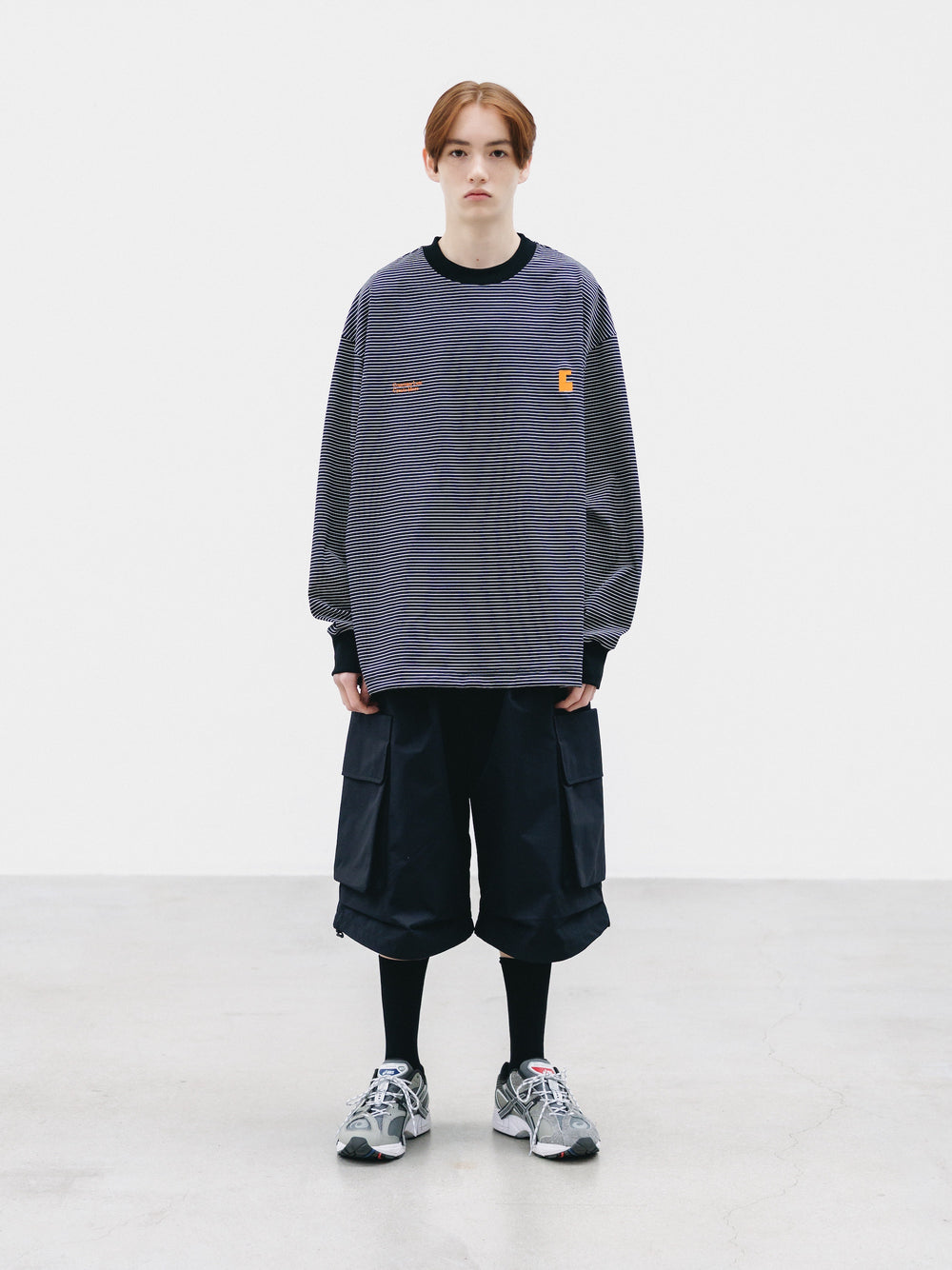 CLESSTE / 'C x Concept' Striped L/S T-Shirt With Drawstrings (Black x White)