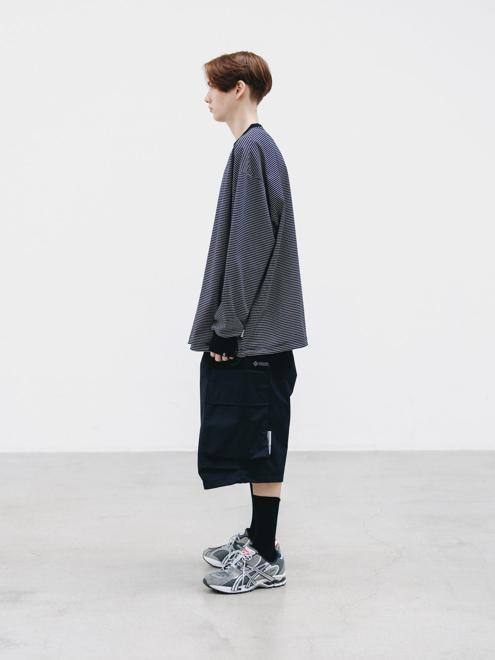 CLESSTE / 'C x Concept' Striped L/S T-Shirt With Drawstrings (Black x White)