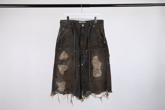DISCOVERED / Double Knee Denim Shorts (Black)