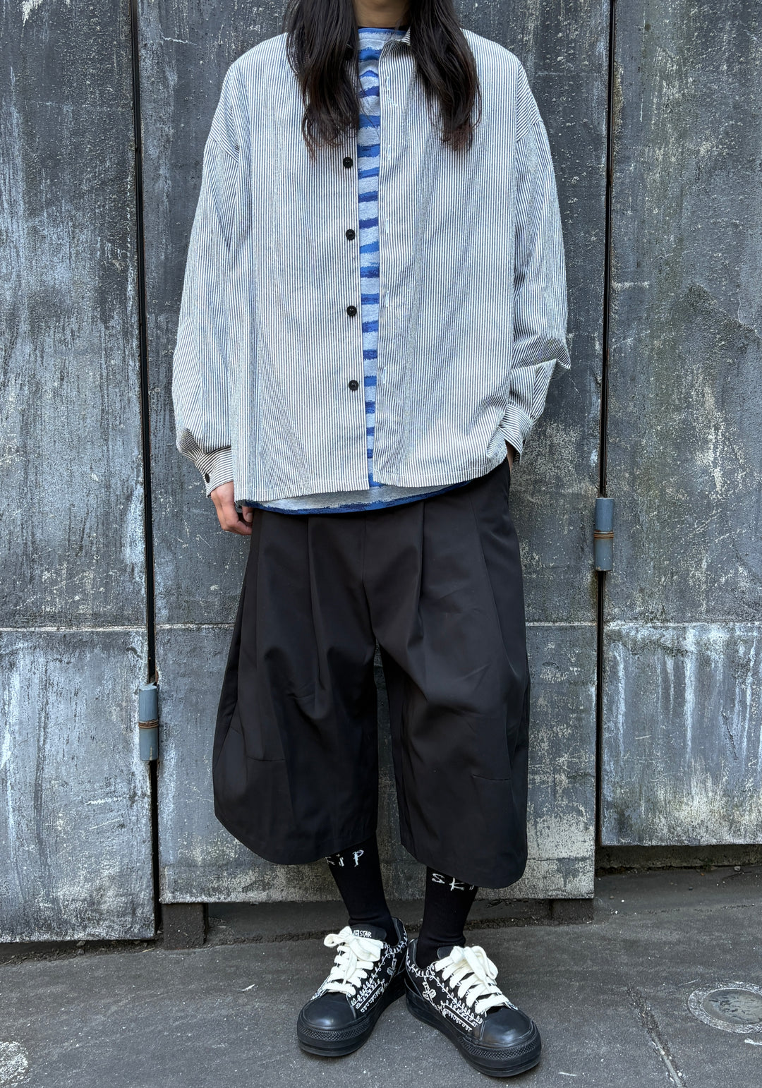 SHINYAKOZUKA / Roomy Shirt (Black Stripe)