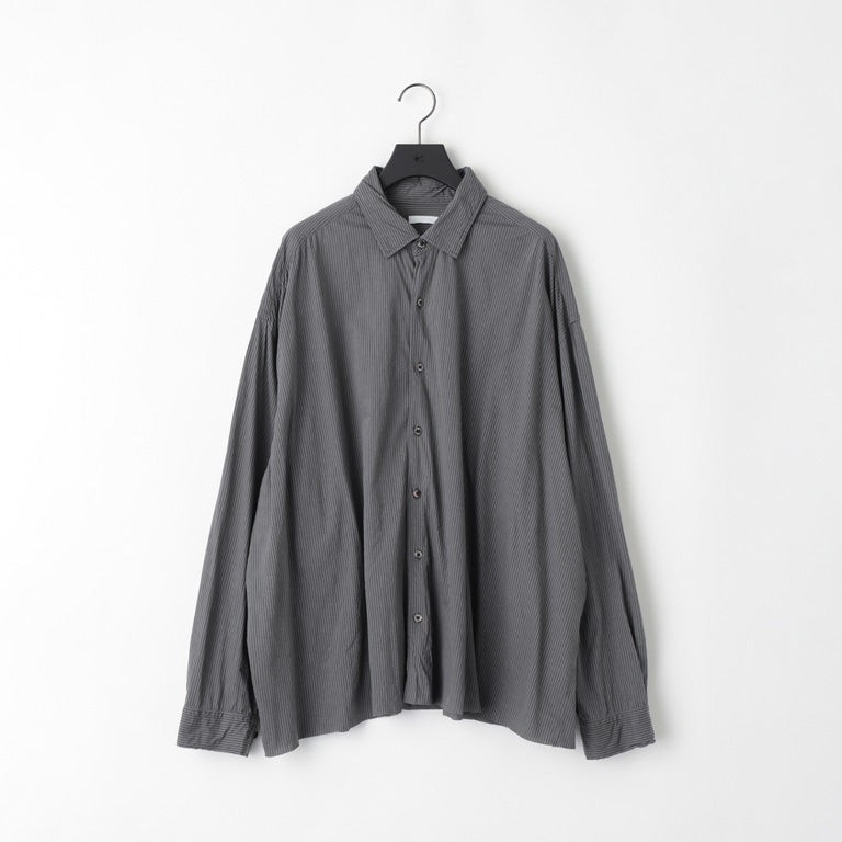 KANEMASA PHIL / 46G Stripe Artisan LS Shirt (Charcoal Black Dyed)