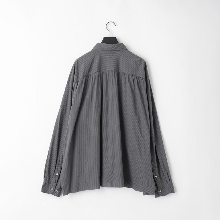 KANEMASA PHIL / 46G Stripe Artisan LS Shirt (Charcoal Black Dyed)