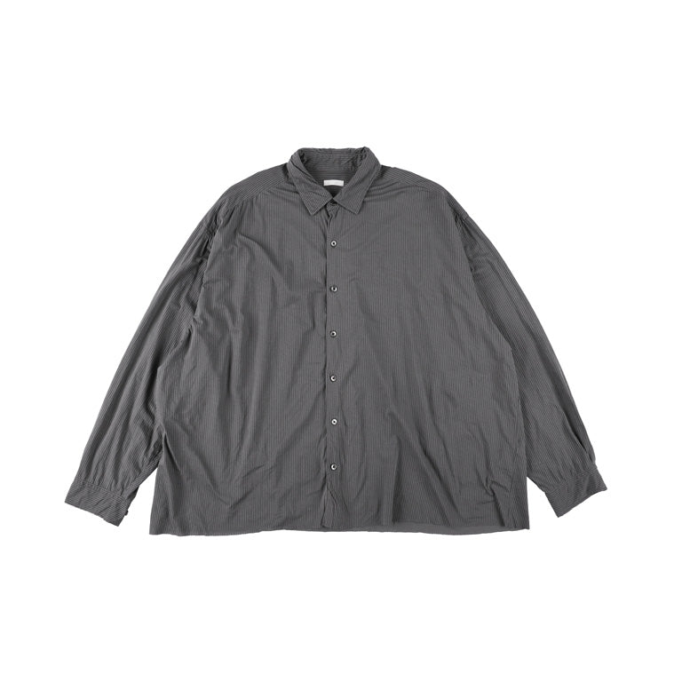 KANEMASA PHIL / 46G Stripe Artisan LS Shirt (Charcoal Black Dyed)