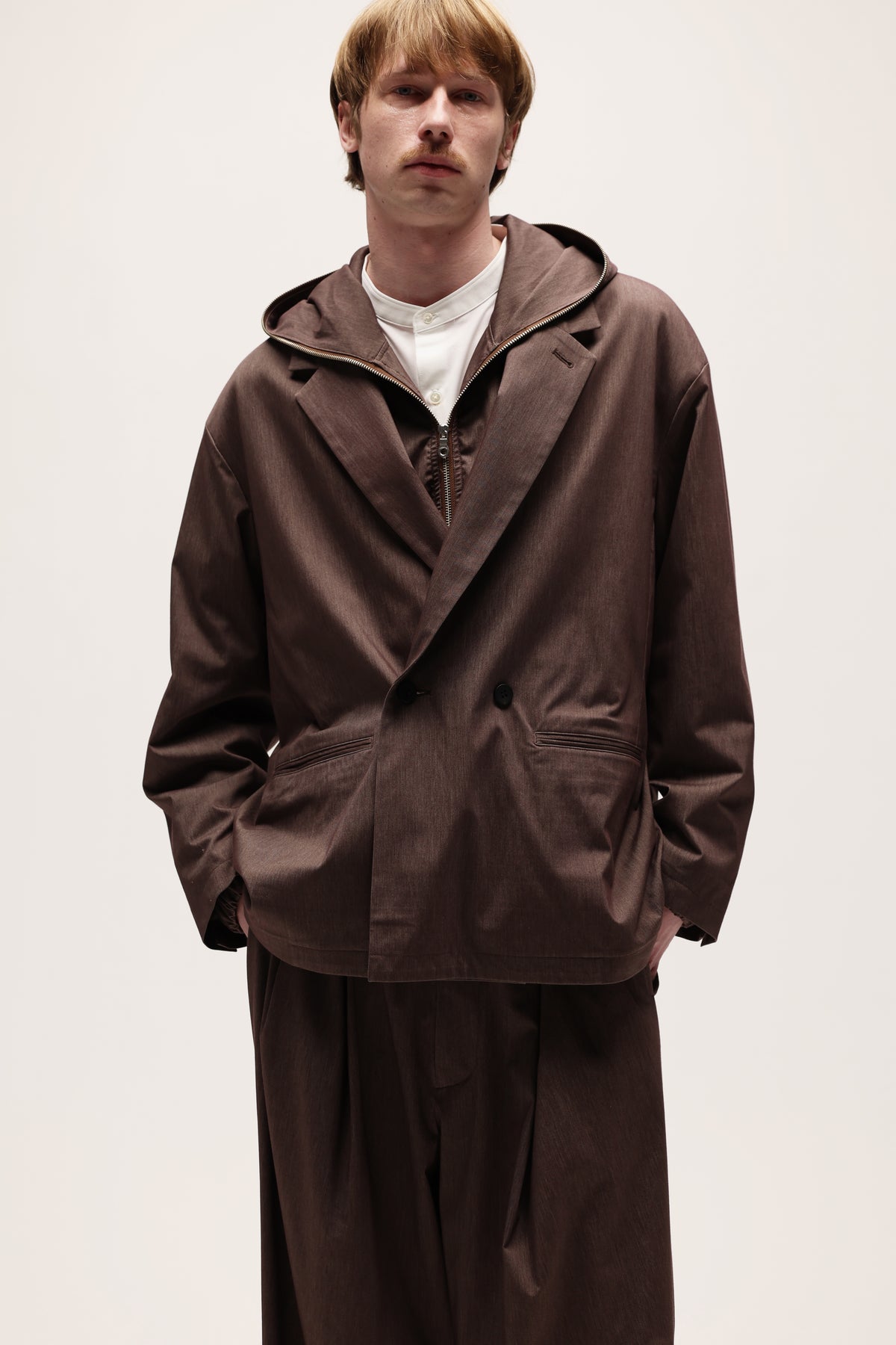 KANEMASA PHIL / 46G Solaro Zip Hoodie (Brown Beige)