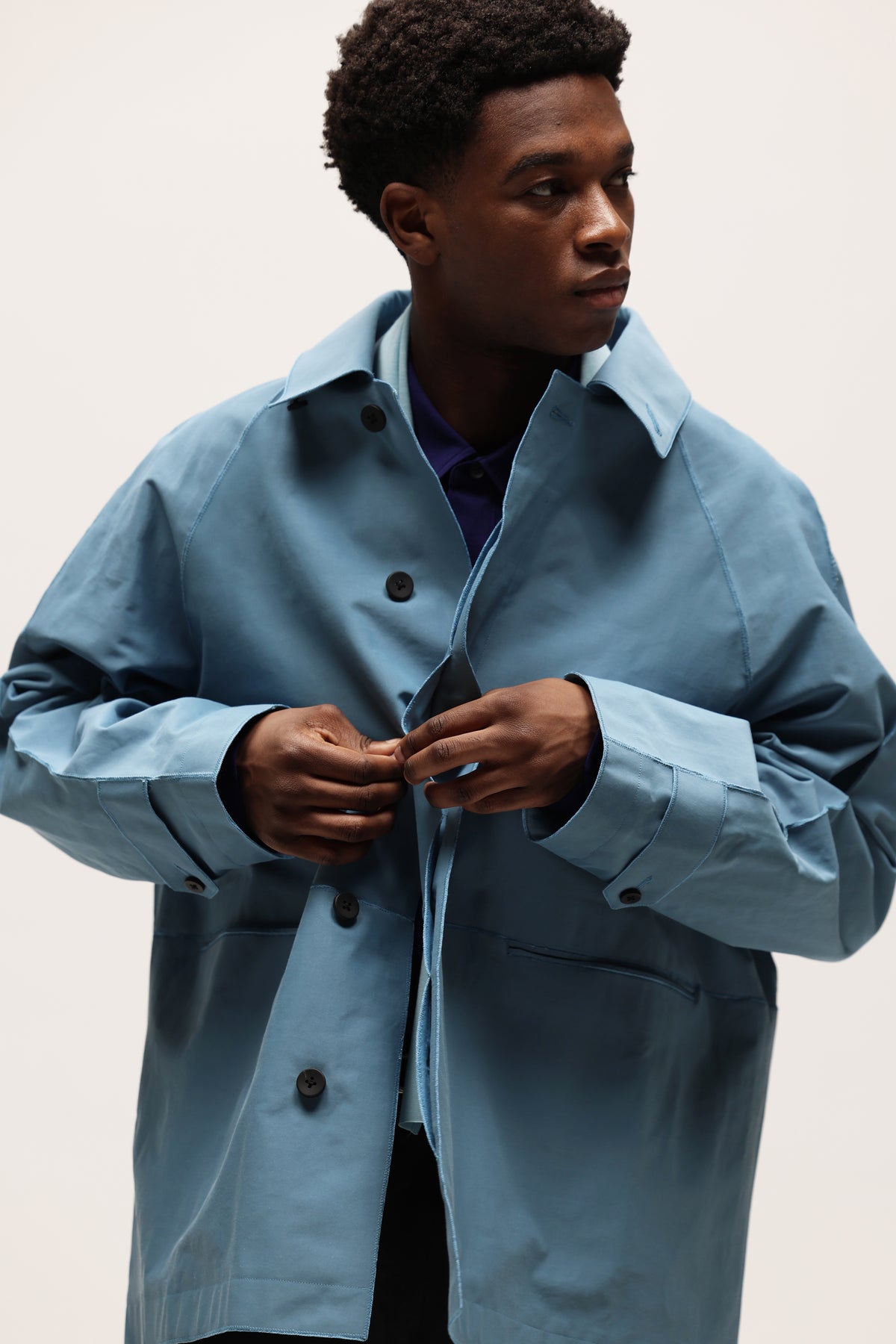 KANEMASA PHIL / 36G ECONYL Half Coat (Blue Gray)